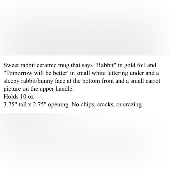 Homie’s Personality Rabbit Ceramic Mug Pink Tomorrow Will be Better Ceramic Cup - Picture 7 of 7